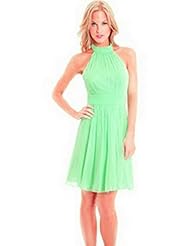 Halter Chiffon/Polyester/Silk/Spandex Empire   Waistline Flared-Skirt Pleated Bandage Dress 