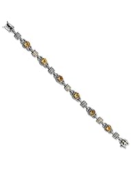 Sterling Silver with 14k Yellow Gold 4.00 Citrine 7.5in Bracelet