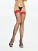 Sheer Thigh with Red Lace Top (Black/Red, One Size)