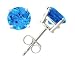 All-Natural Genuine 6 mm, Round Blue Topaz earrings set in 14k White Gold