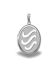 Sterling Silver "H2O" Oval Locket 5/8 inch x 3/4 inch Sterling Silver