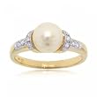 Large White Pearl & Diamond Ring in Yellow White Gold