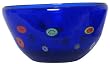 Hand Blown Glass Blue Candy Large Salad Bowl 5.25" H