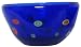 Hand Blown Glass Blue Candy Large Salad Bowl 5.25" H