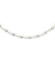Sterling Silver 18in 6-7mm Blue & White Freshwater Cultured Pearl Necklace.