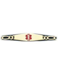 10K Yellow Gold Medical Alert ID Figaro Chain Bracelet - Length 8 Inch