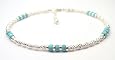 TURQUOISE Sterling Silver Gemstone Anklets / Ankle Bracelets w/ Adjustable 1 Inch Extension