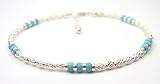 TURQUOISE Sterling Silver Gemstone Ankle Bracelets: Handmade Jewelry with Adjustable 1 Inch Extension