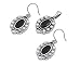 Sterling Silver Marcasite Fashion Pendant and Earrings Set - Oval Cut Black Onyx Center with Four Round Mother of Pearls on Each Side