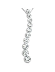 0.50 carat G-H I1 Round Diamonds Swirl Journey Pendant 14K White Gold Necklace