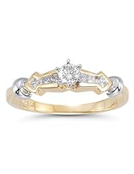 0.48 Cts Diamond Two Tone Ring in 14K Gold