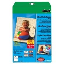 Sigel IP656 - InkJet-Ultra-Photo-Papier, Endformat, hochglänzend, superweiß, mit Enjoy Your Photo Software, (260 gram, 10 x 15 cm, 60+12 Blatt)