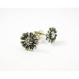 Sterling Silver Daisy Flower Post Earrings