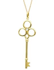 14K Gold over Sterling Silver 0.005ct TDW Diamond 3 Leaf Clover Pendant (H-I, I1-I2)