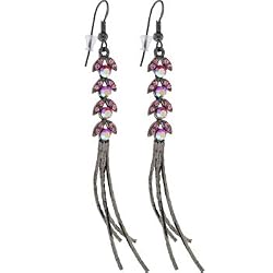 Rose Swarovski Crystal Chain Drop Earrings