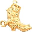 14K Yellow Gold Cowboy Boot & Spur Charm Diamond Cut