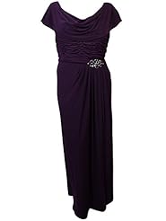 Draped Beaded Ruched Jersey/Polyester/Spandex Cowl Neck  Dress