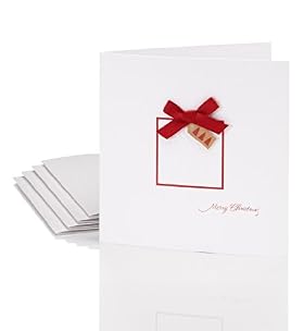 8 Luxury Hand Finished Gift with Red Ribbon Christmas Multipack Cards