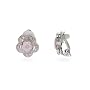 Pink and CZ Flower Clip-On Earrings
