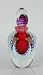 Glass Perfume Bottle Red with Blue Swirls 100% Handblown Art X180-4 (E2-5)