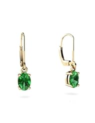 Created Emerald 14kt Yellow Gold Lever Back Earrings