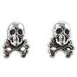 Small Skull & Crossbone Stud Earrings in Sterling Silver, #9894