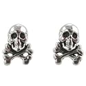 Small Skull & Crossbone Stud Earrings in Sterling Silver, #9894