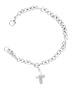 Sterling Silver Diamond Cross Charm Bracelet, 6.75"