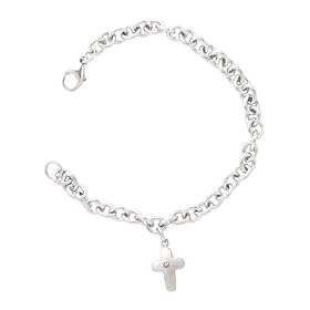 Buy Sterling Silver Diamond Cross Charm Bracelet, 6.75 by Amazon.com Collection