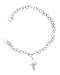 Sterling Silver Diamond Cross Charm Bracelet, 6.75"