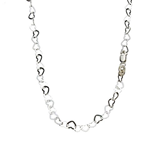 Flat Heart Sterling Silver Nickel Free Chain Necklace Italy 18 inch