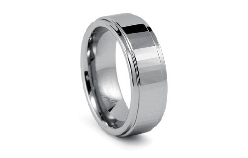 Childrens Toyshop  Jewelry : Tungsten Carbide Faceted Beveled edges Ring 8mm