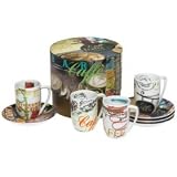 Rosanna Caffe Italia Set of 4 Espresso Cups and Saucers, Gift-boxed  from Caffe Italia
