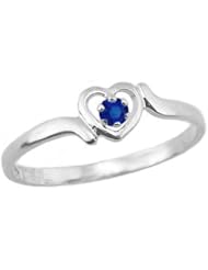14K White Gold Teens Genuine September Birthstone Ring - Sapphire