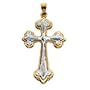 14K Two Tone Gold Hollow Cross Pendant