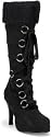 Hunter-200, Black Microfiber Knee Boot With Fur Trim, 3 3/4": Size 7