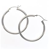 Sterling Silver Tube Hoop Earrings - Earring Hoops 35mm (1 Pair)