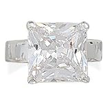 Rhodium Plated Sterling Silver Ring with 12mm Square CZ