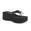 2 1/2 Inch Hot Gothic Sandals Black Platform Bow Tie Sandal Punk Shoes Black Demonia