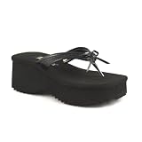 2 1/2 Inch Hot Gothic Sandals Black Platform Bow Tie Sandal Punk Shoes Black Demonia