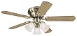 Westinghouse 7851000 Contempra Trio Three-Light 42-Inch Five-Blade Ceiling Fan, Antique Brass with Frosted Glass Shades