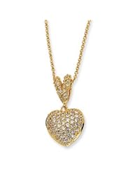 Cheryl M. Sterling Silver Gold-Plated Heart CZ 18in Necklace