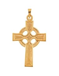 Celtic Cross Pendant in Solid 14 Karat Yellow Gold 28.00X20.00 MM