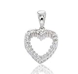14K Diamond White Gold Classic Open Heart Pendant