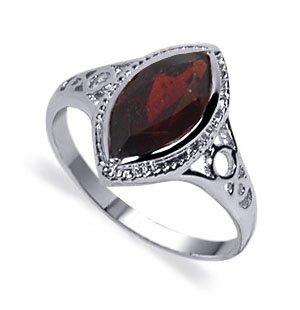 Sterling Silver Band Garnet Gemstone Ring