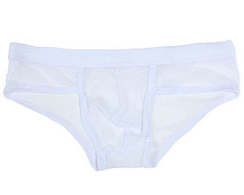 Men's See-through Mesh Underwear Male Nylon Breathable Triangle Briefs White Size M