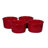 Chantal Ceramic Set of Four 1 Cup Ramekins, Glossy Red