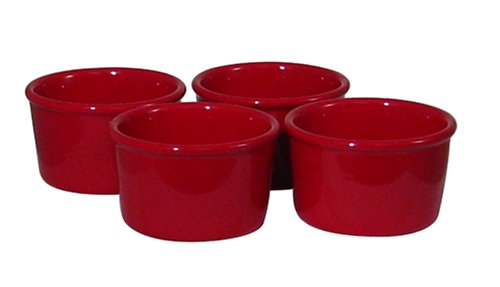 Chantal Ceramic Set of Four 1 Cup Ramekins, Glossy Red