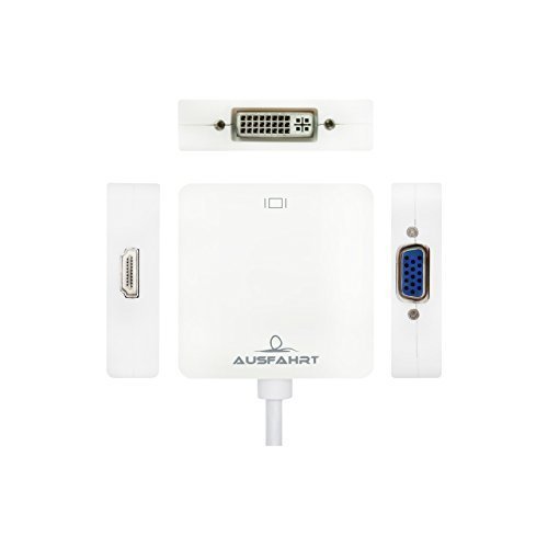 Ausfahrt 3 In 1 Mini Displayport(Thunderbolt) to HDMI VGA DVI Adapter Cable for MacBook, Imac, MacBook Air, MacBook Pro, and Mac Mini-square Shape