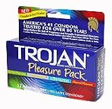 Trojan Sampler Pack: Retail Box of 12 Condoms, Her Pleasure, Twisted Pleasure, Mint Tingle, Shared P